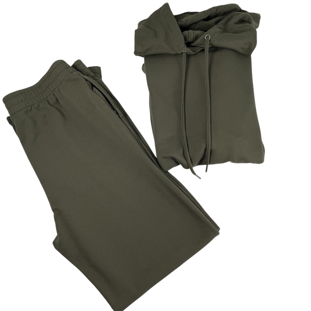 Max & Mia Lounge Set Women Large Olive Green Hoodie Wide Leg Pants - Picture 2 of 12